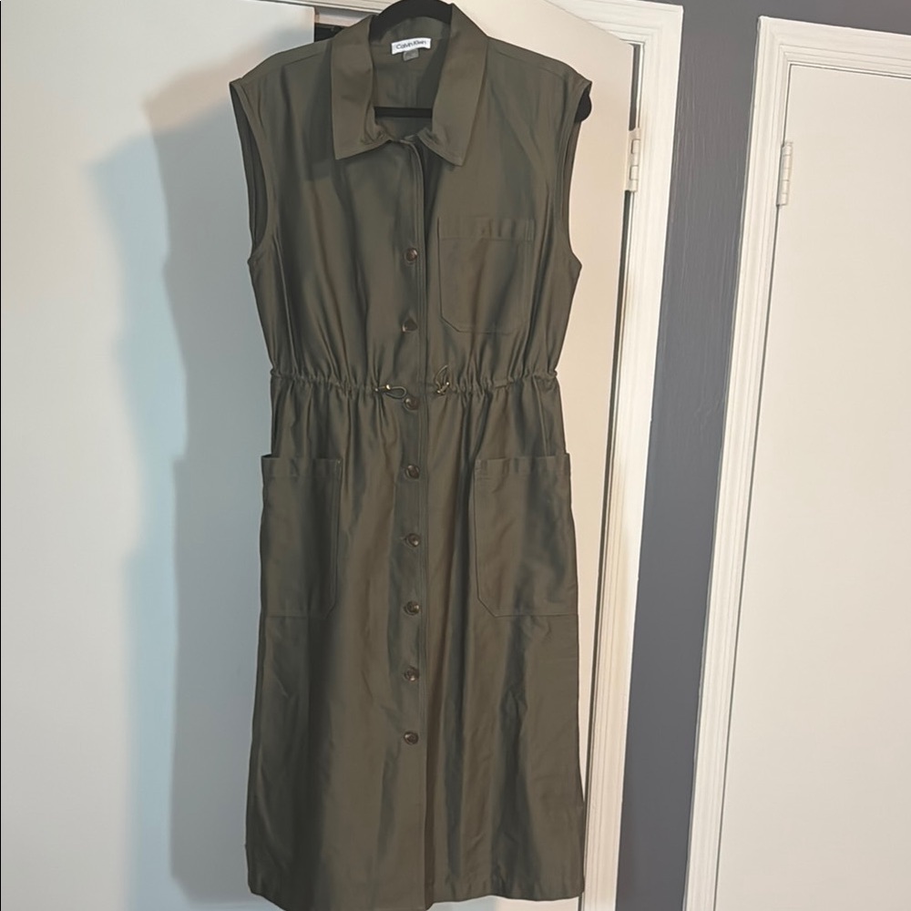 Calvin Klein Green Sleeveless Sundress Midi